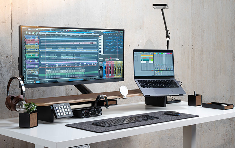 BALOLO, Setup Cockpit, Monitor Stand, Monitor Riser, Desk Shelf, modular desk shelf, desk organization, desk setup, desk organizer, desk accessories, ergonomic workspace, organized workspace, work from home setup, office, dual monitor setup