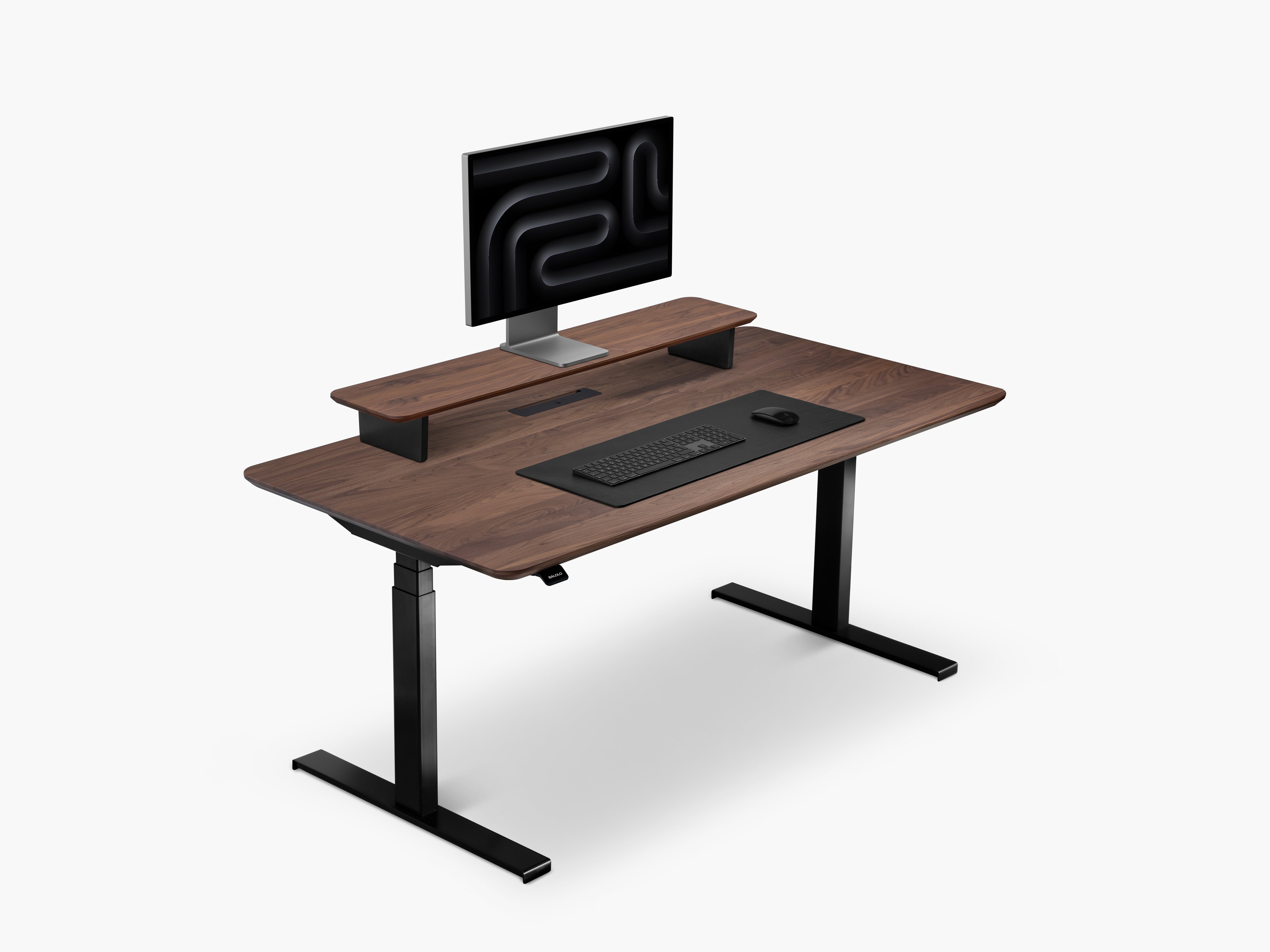 BALOLO, Desk Cockpit, Standing Desk, Stehschreibtisch, Schreibtisch, Organisierter Arbeitsplatz, Höhenverstellbarer Schreibtisch, height-Adjustable Desk, Sit and standing desk, Modularer Schreibtisch, Kabelmanagement, Cable Management #Material_Amerikanischer Nussbaum