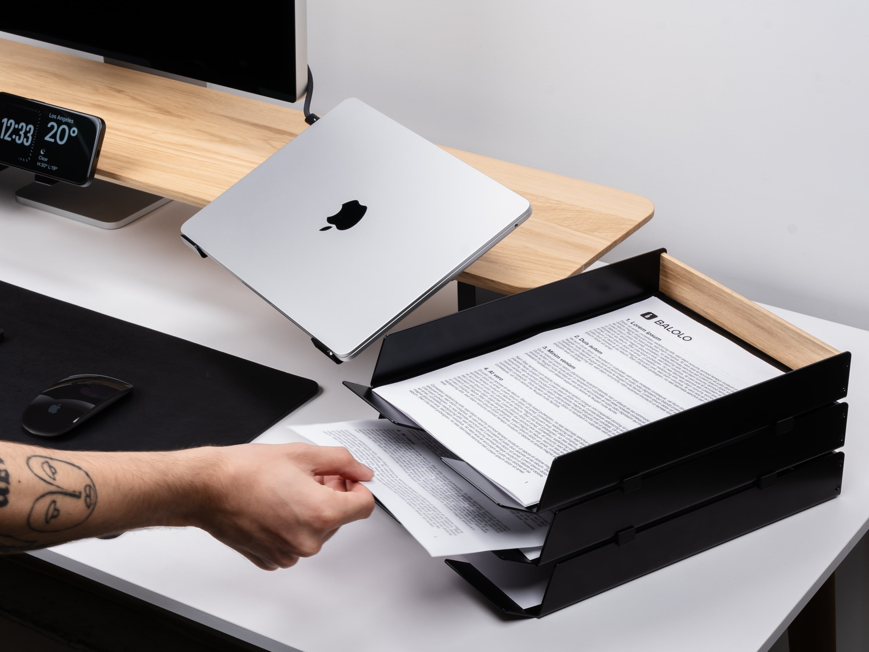 BALOLO, Papierablage, Eichenholz, Dokumentenablage, Ablage Papier, Ablage, Schreibtischorganisattion, Desk setup, paper tray, document tray, desk organizer, desk tray, stackable paper tray, paper tray wood, oak wood @expand #material_Eiche