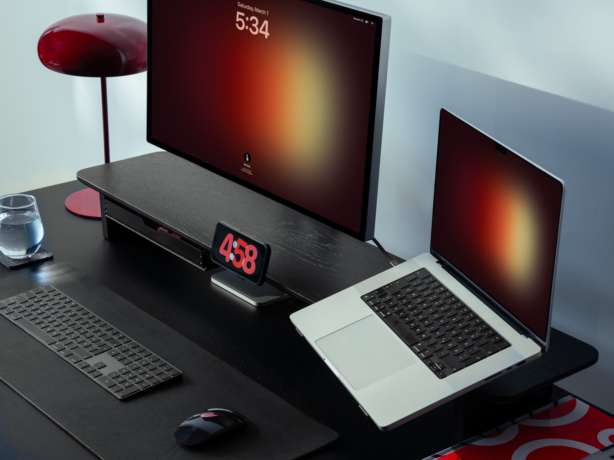 balolo, Setup Cockpit Large, Monitorerhöhung, Arbeiten mit zwei Monitoren, Eichenholz, Ergonomischer Arbeitsplatz, Produktiver Schreibtisch, Platzsparender Arbeitsbereich, organisierter Schreibtisch, Büro, Home Office, Work from home, office, desk shelf, organized desk, Space-saving workspace, oak, desk organization, desktop riser, dual-desktop riser, all black, #material_All Black