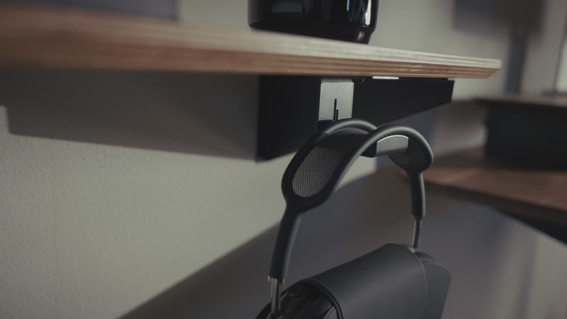 BALOLO, Kopfhörerhaken, Headphone Hook, Kopfhörerhalter, Kopfhörerständer, Headsethalter, Headset Holder, Desk Cockpit, HOME OFFICE, Organisierter Arbeitsplatz, organized workspace, office, standing desk
